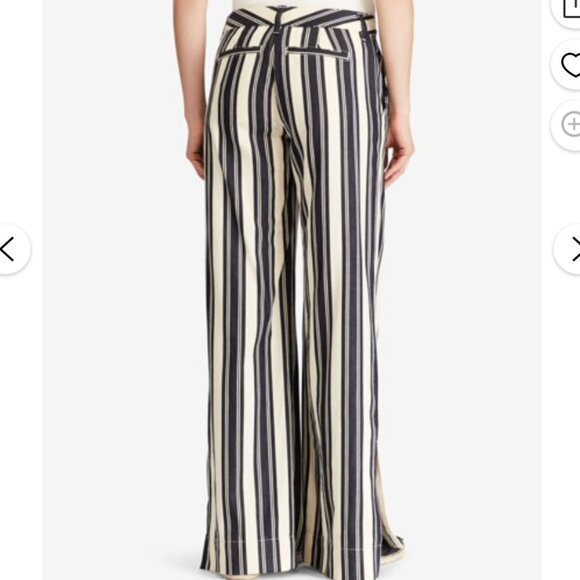 Lauren Ralph Lauren Cream Blue Striped Twill Wide Leg Pants Size 10 - Picture 5 of 9
